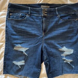 Torrid Distressed Denim Bermuda Shorts